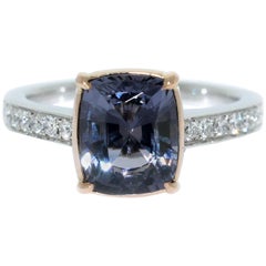 Lizunova Grey Spinel & Diamond 18k White & Rose Gold Bridal Engagement Ring
