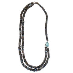 Lizunova Labradorite Topaz 18 Karat White Gold Necklace