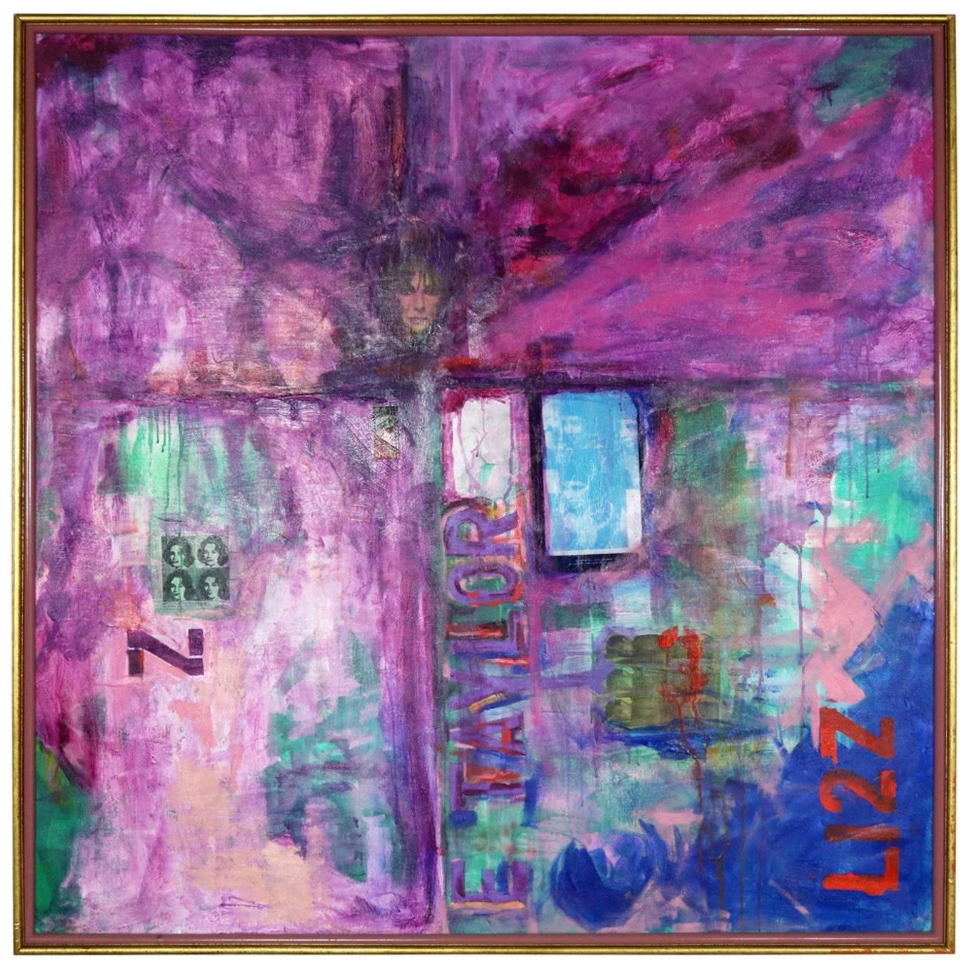 Lizz Mixed-Media Acrylic and Collage on Canvas by Ronald Frederick Dockter
