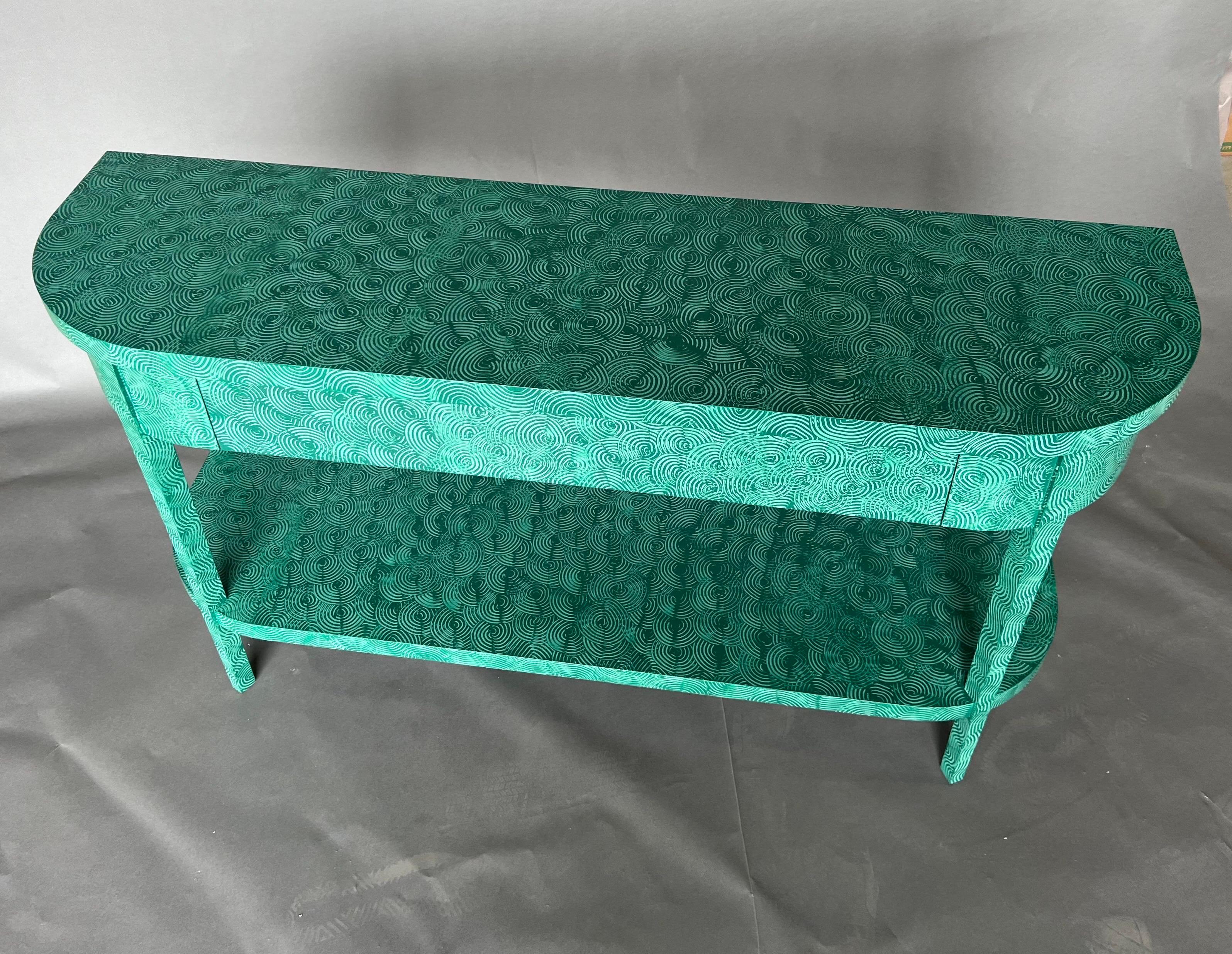 Contemporary Lizzie Console in Absolute Green Swirl by The Fabulous Things For Sale