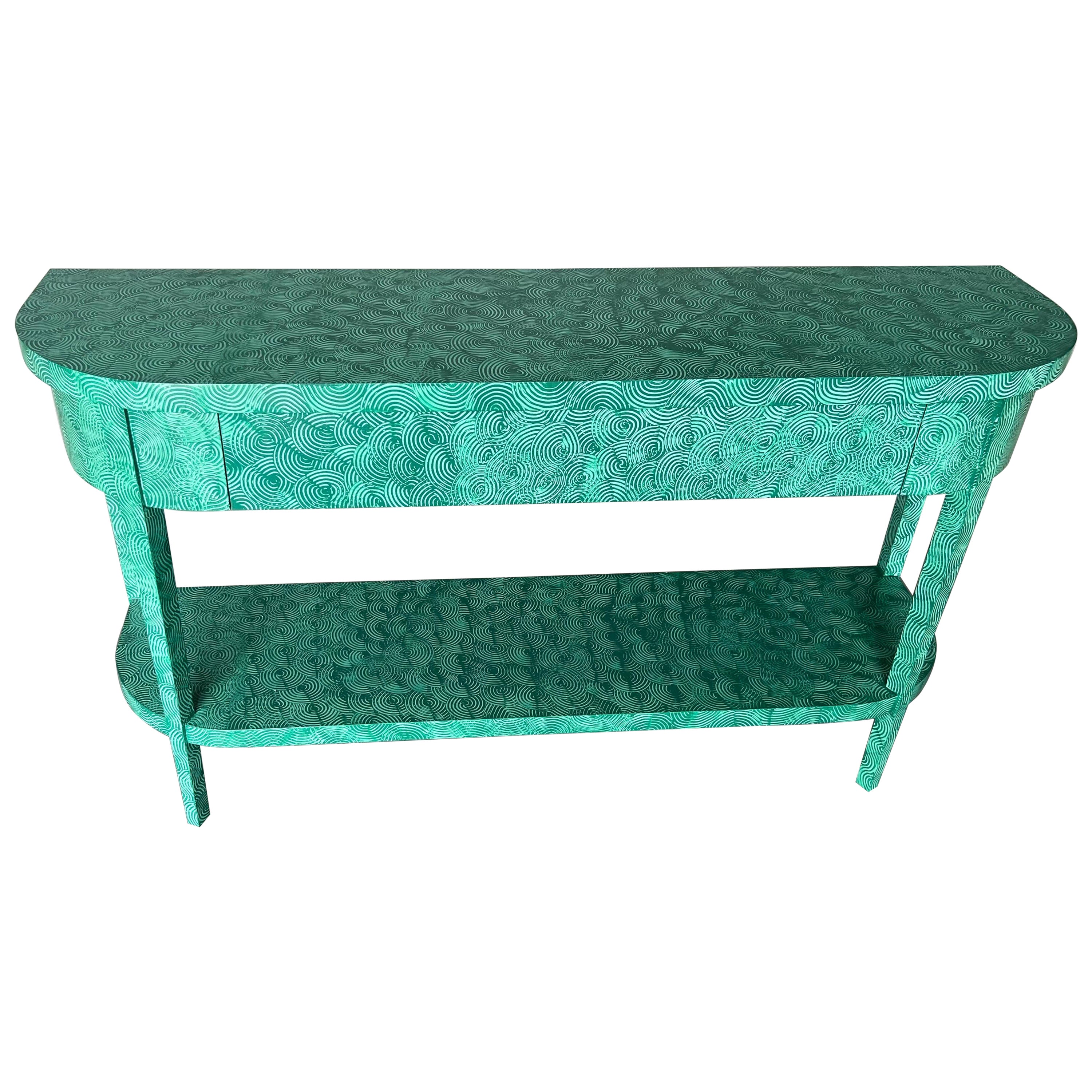 Console Lizzie dans un tourbillon vert absolu par The Fabulous Things en vente