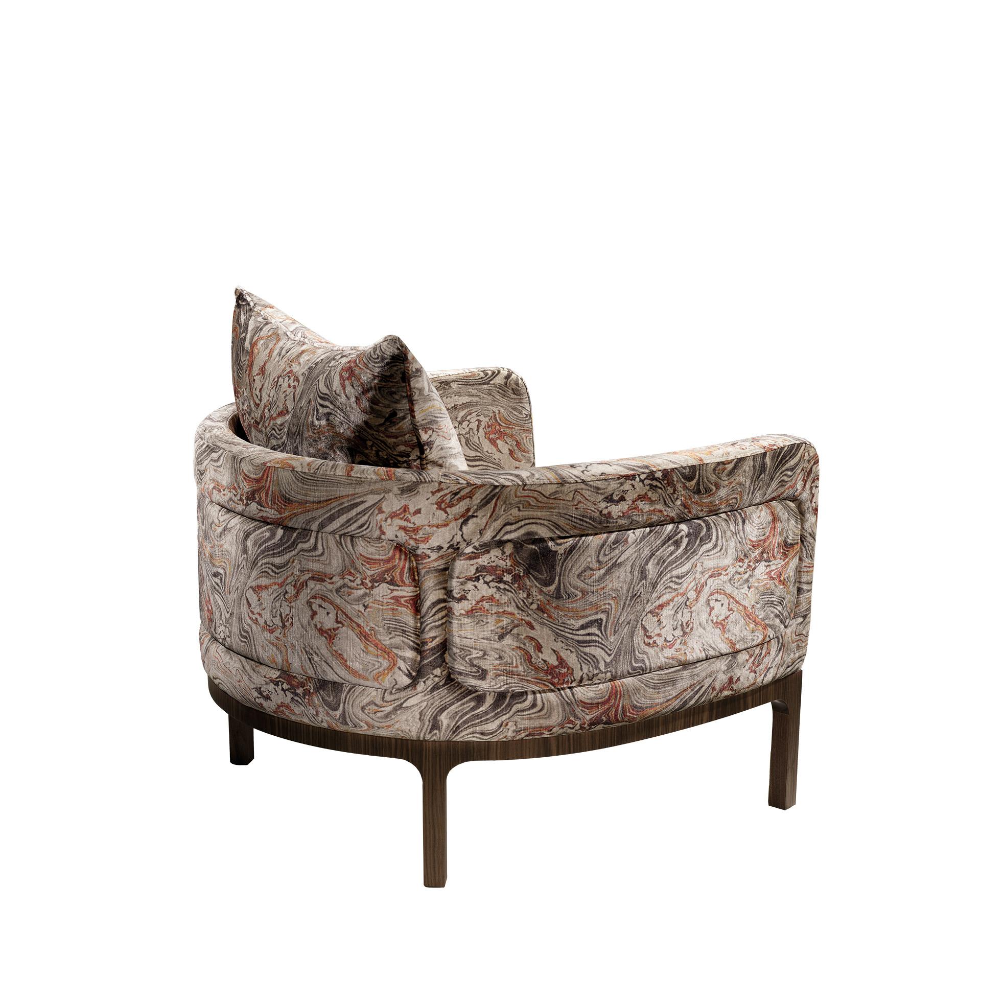 Portuguese Lizzie Contemporary and Customizable Armchair in Velvet and Walnut  For Sale