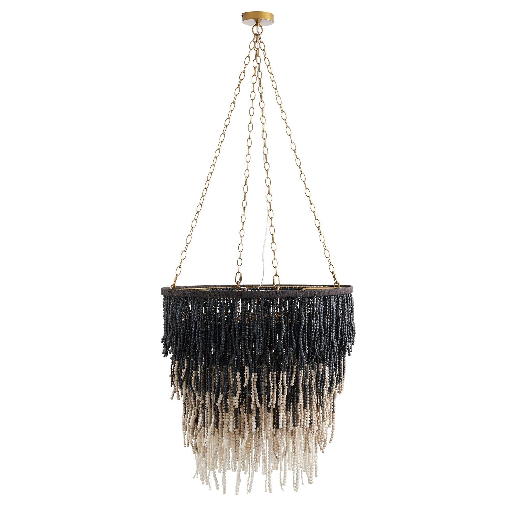 Wood Lizzy Chandelier 85024 - 4 Tiers wooden beads natural For Sale