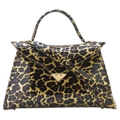 LJ Handbag Large Golden Leopard Patent Leather