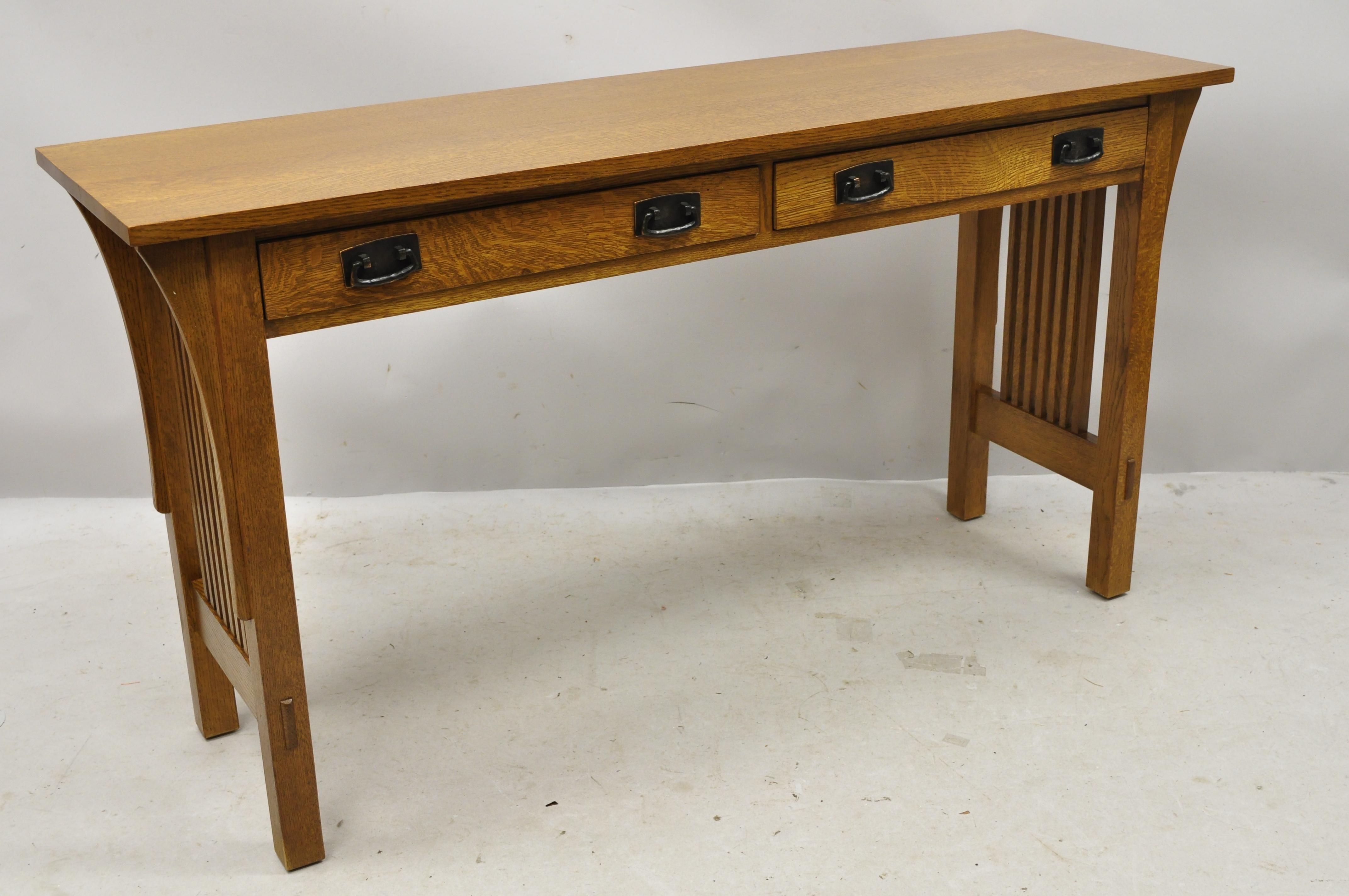 L&JG Stickley Arts & Crafts Mission Oak Long Sofa Console Hall Table 3