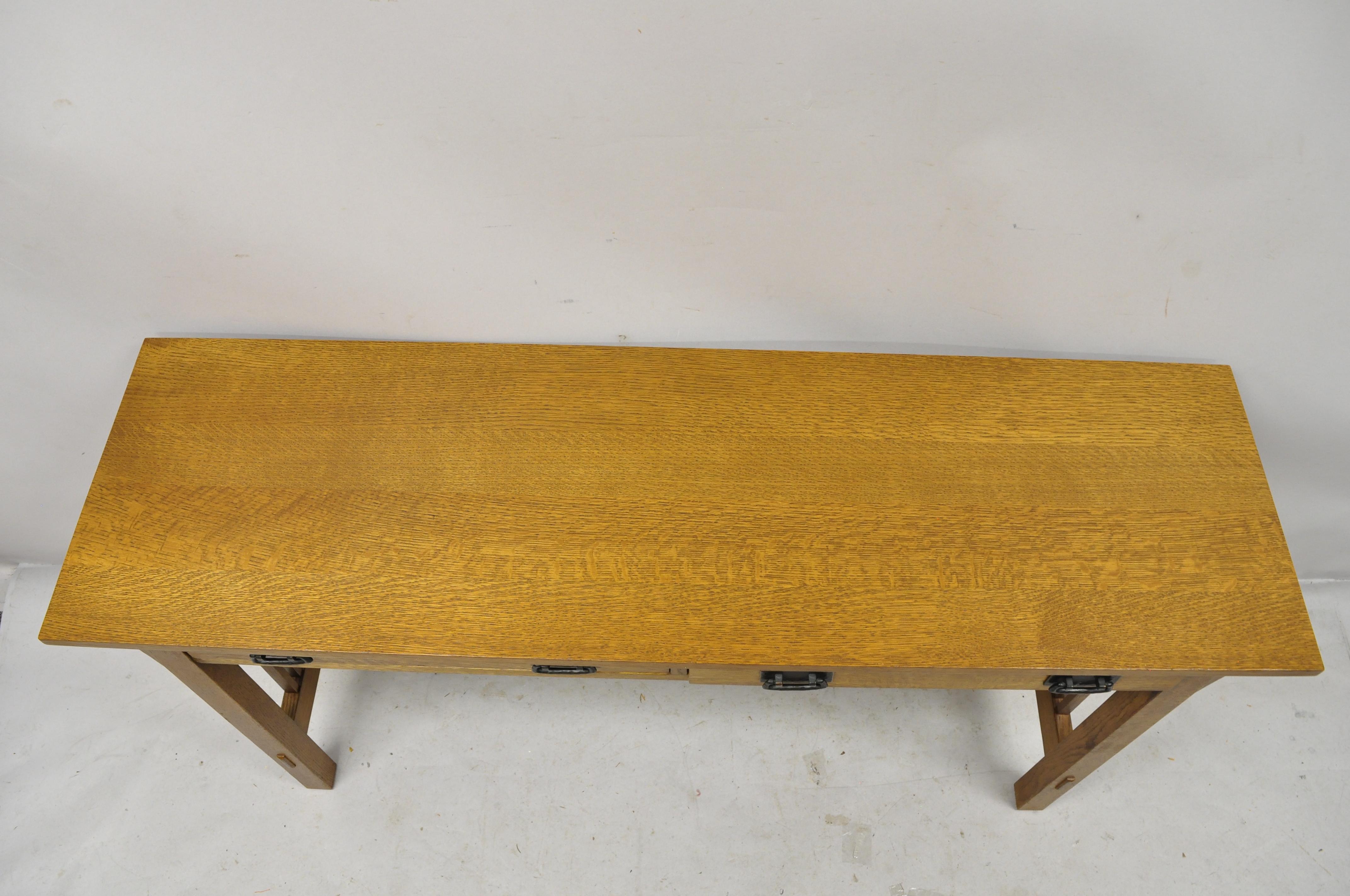 mission oak console table