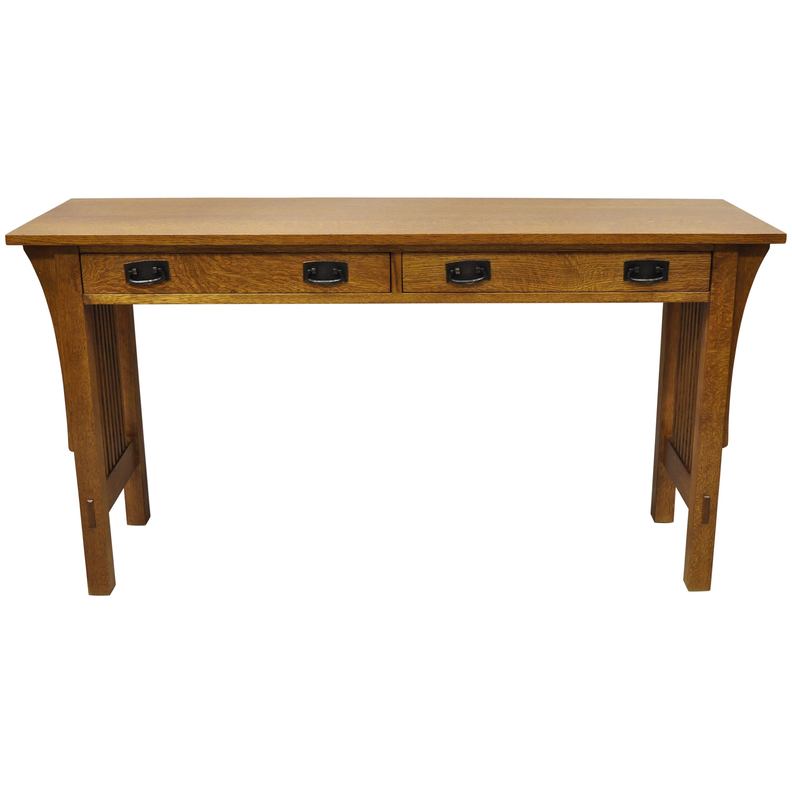 L&JG Stickley Arts & Crafts Mission Oak Long Sofa Console Hall Table