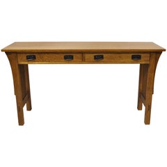 Retro L&JG Stickley Arts & Crafts Mission Oak Long Sofa Console Hall Table