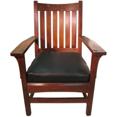 L&JG Stickley Mission Arts & Crafts Vee Back Armchair #422:: circa 1915