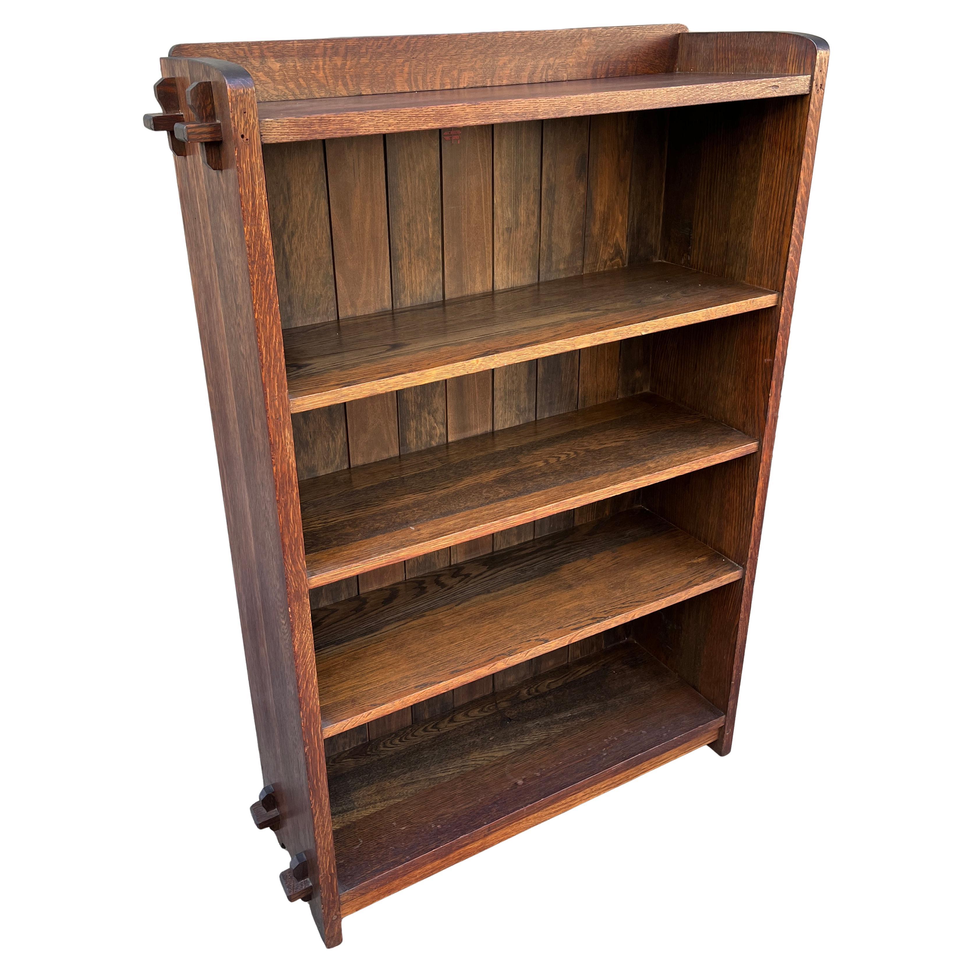 L&JG Stickley Open Bookcase with Chamfered Board Back (2 Available) For Sale 1