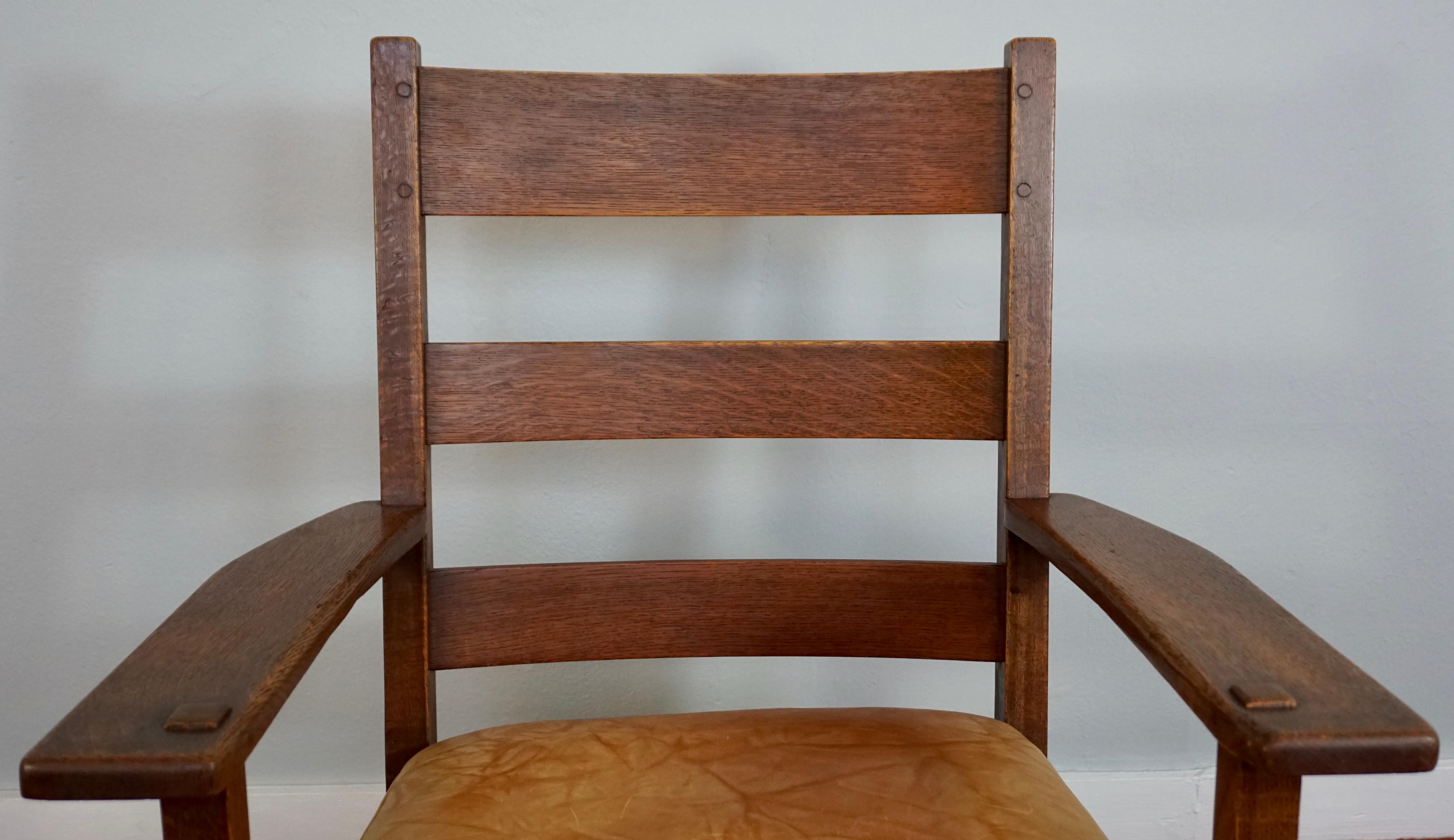 American L&JG Stickley Rocking Armchair Rocker #827