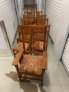 L. & J.G Stickley Spindle Armchair and Dining Chairs, Set of 10