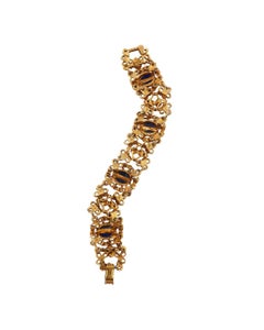 LJM Signed Gold Lapis Filigree Bracelet