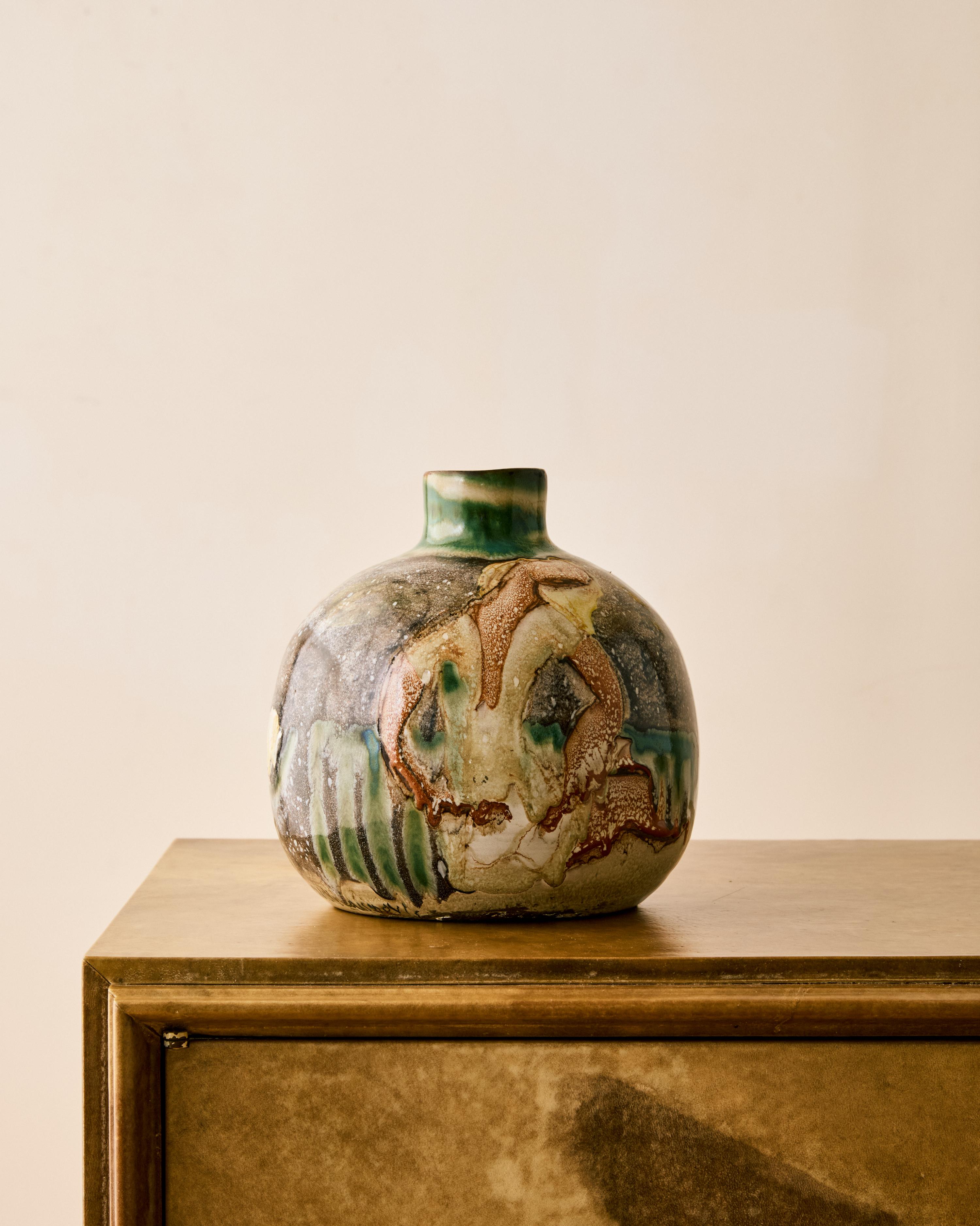 Ljuba Naumovitch/Atelier Du Grand Chene Jarrón de cerámica esmaltada Francés en venta