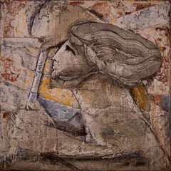 Ljubo Biro #17 Bas-Relief (Horses) Signed Acrylic Painting on Masonite 1960s