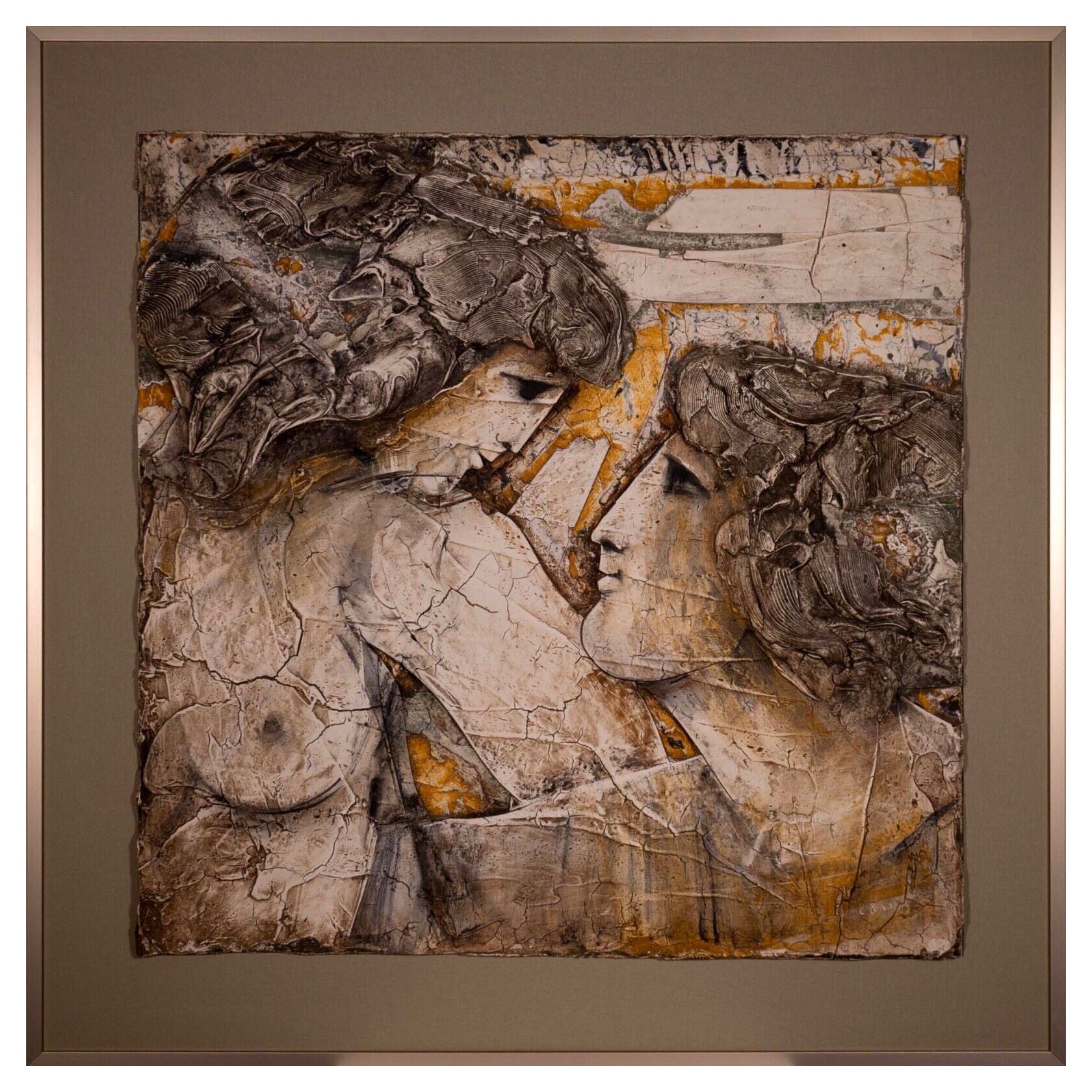 Ljubo Biro: Romantisches Paar, signiertes Acrylgemälde auf Masonit, ohne Titel, 1960er Jahre