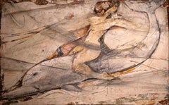 Ljubo Biro Untitled Woman and Dolphin Modern Acrylic Painting on Masonite 1960s