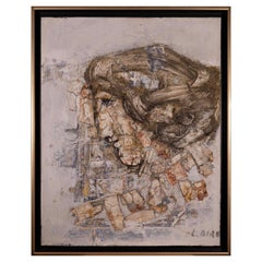 Ljubo Biro Senza titolo Donna di profilo Pittura acrilica firmata su masonite 1960s