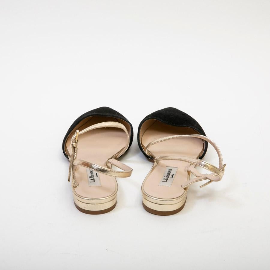 Beige LK BENNET Sandals in Black Suede Calfskin Size 37FR For Sale