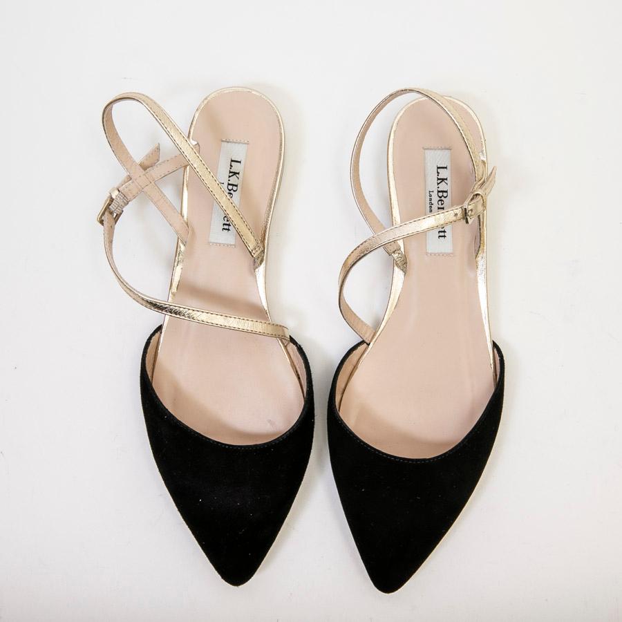 LK BENNET Sandals in Black Suede Calfskin Size 37FR For Sale 2
