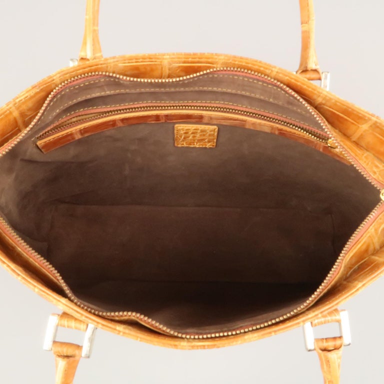 LK LEATHER BANGKOK Tan Crocodile Leather Double Top Handle Handbag at 1stDibs handbags bangkok