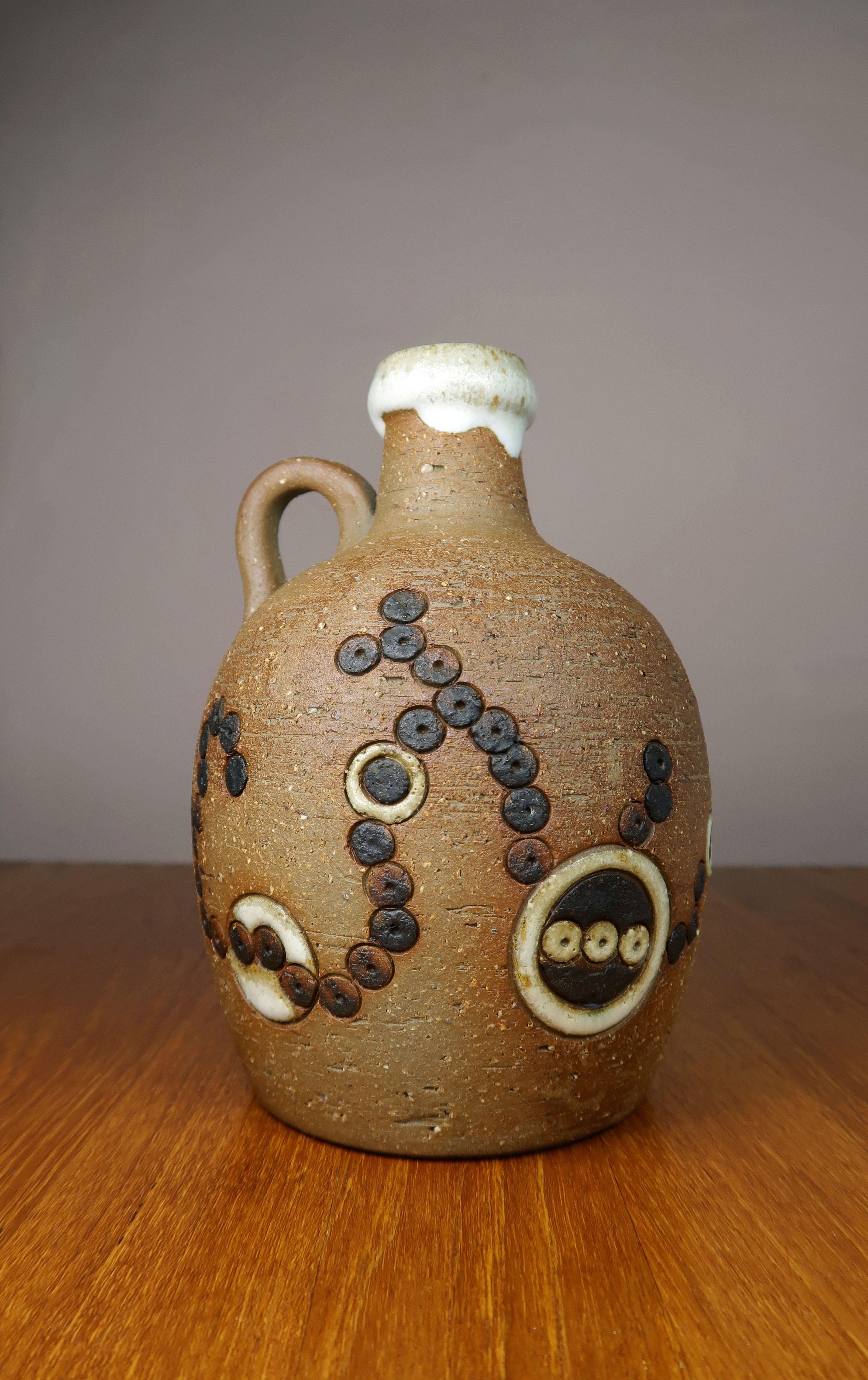 Hand-Painted Danish Handmade Ceramic Bottle Vase, Løkke Still, 1960s For Sale