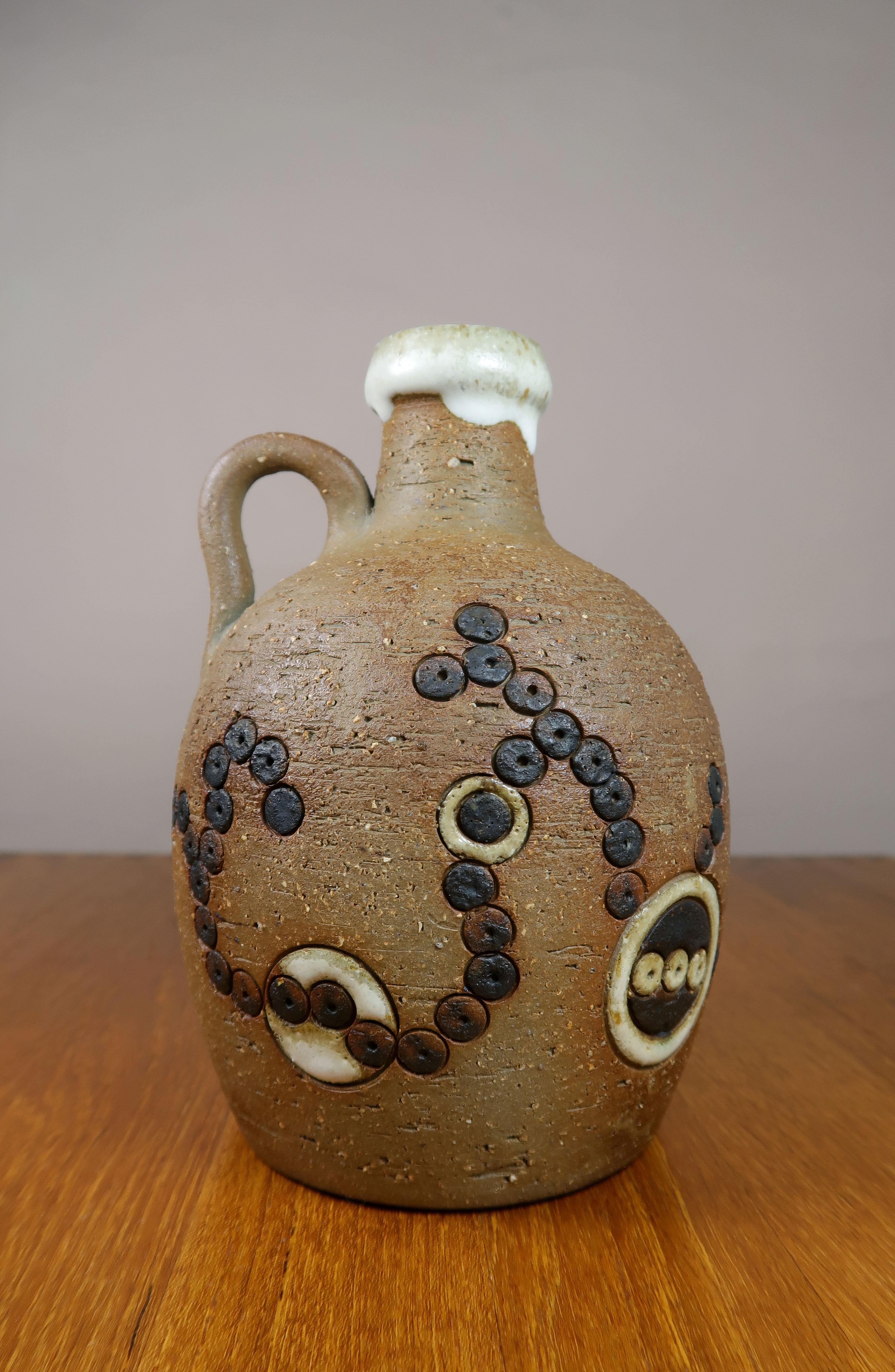 20th Century Danish Handmade Ceramic Bottle Vase, Løkke Still, 1960s For Sale