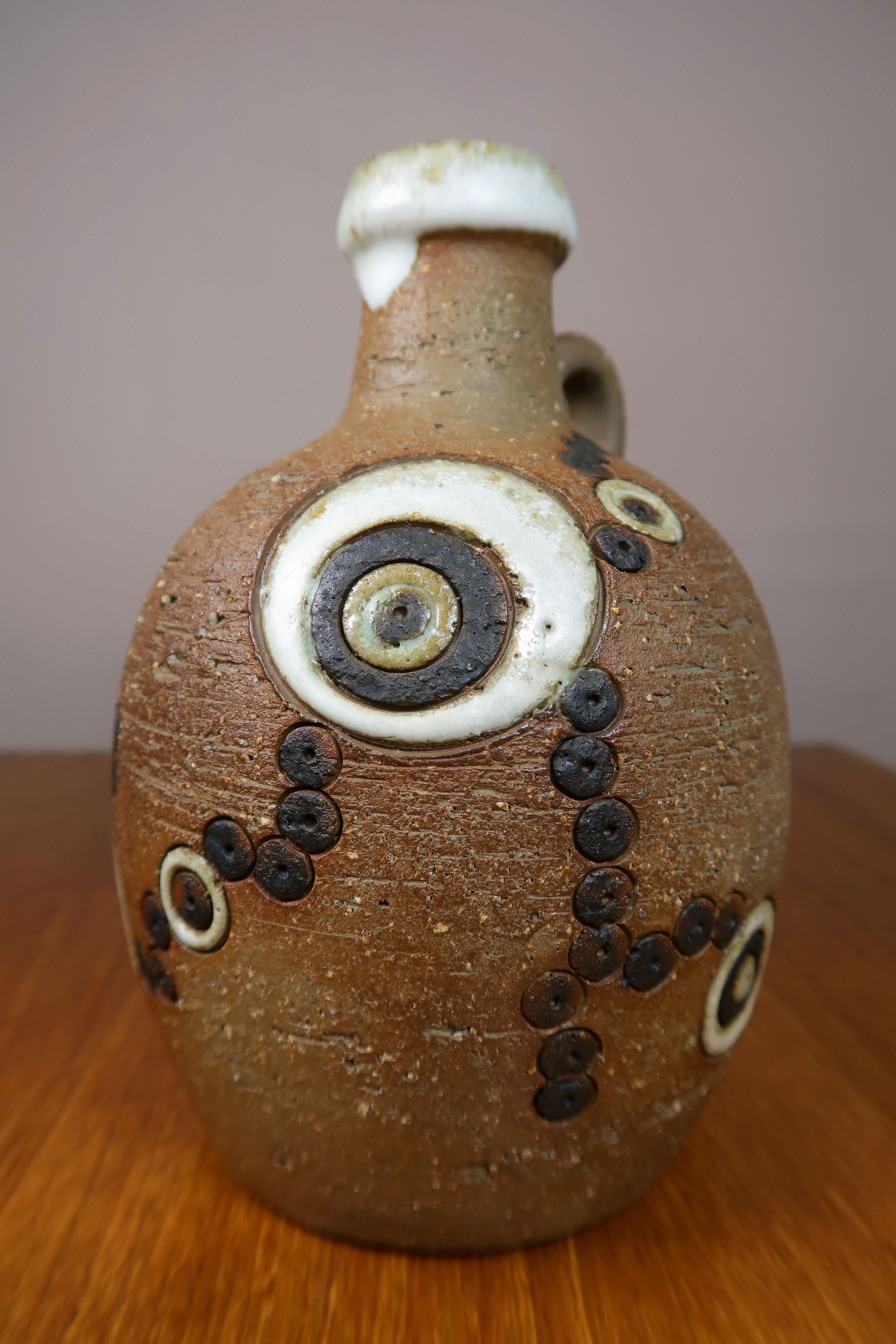 Pottery Danish Handmade Ceramic Bottle Vase, Løkke Still, 1960s For Sale