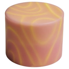 LL Drum Resin Accent Side Table / Stool by Facture Pink & Yellow Contemporary