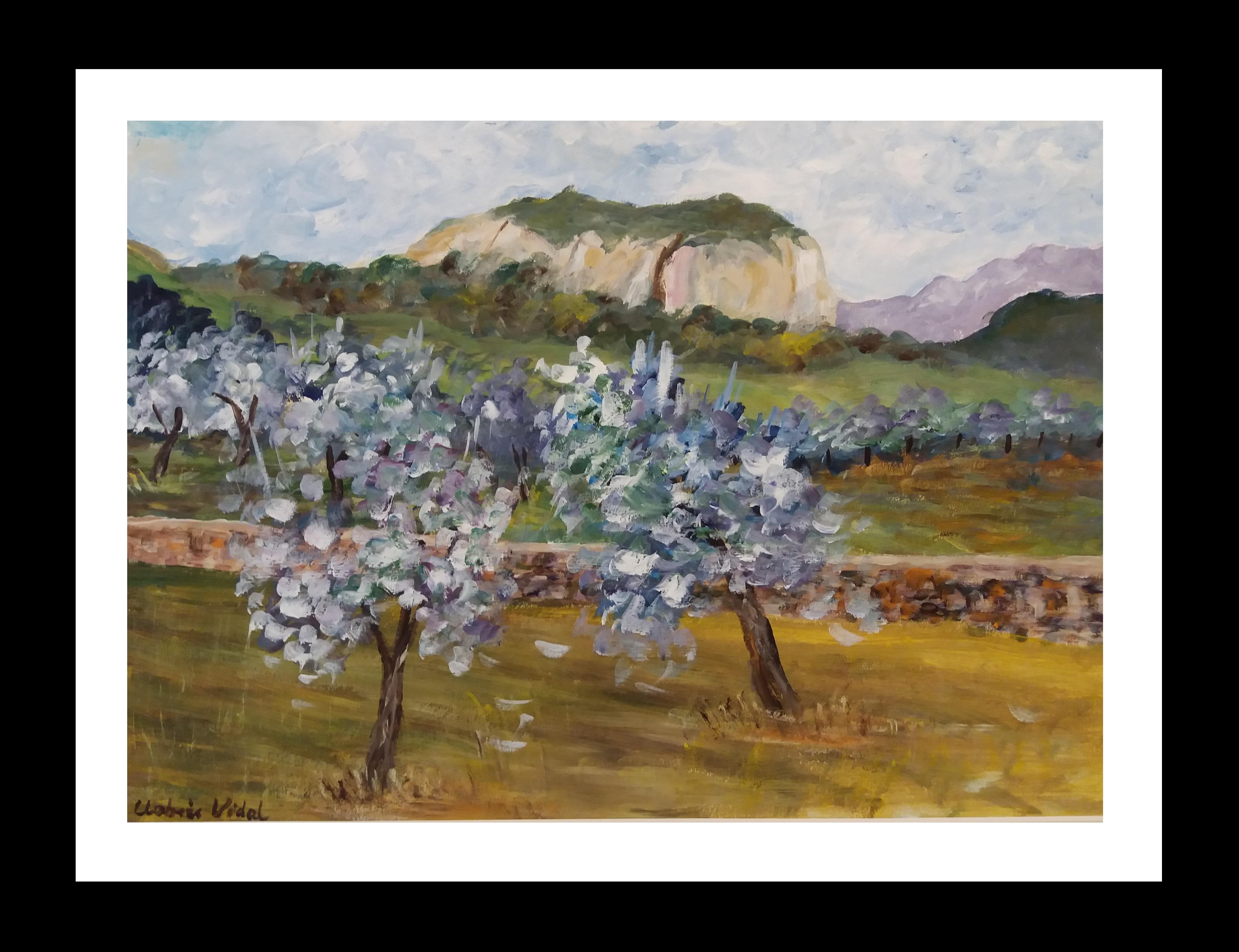 LLABRES VIDAL Landscape Painting - Llabres Vidal  Majorca original watercolor paper expressionist painting
