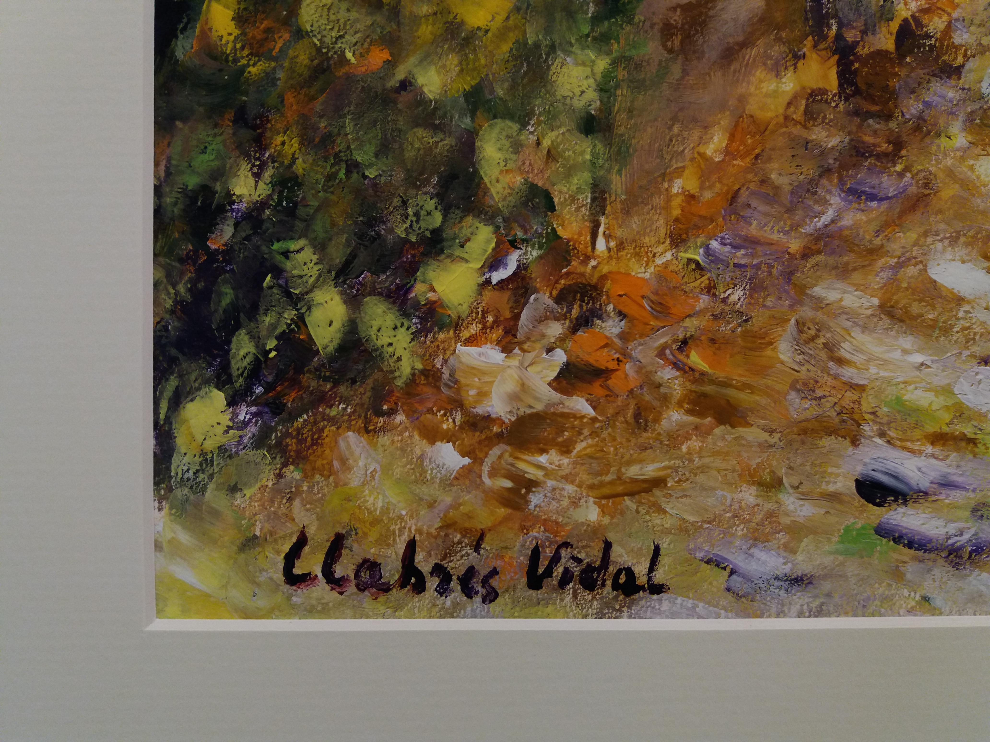 Llabres Vidal  Garden  original watercolor paper expressionist painting - Expressionist Painting by LLABRES VIDAL