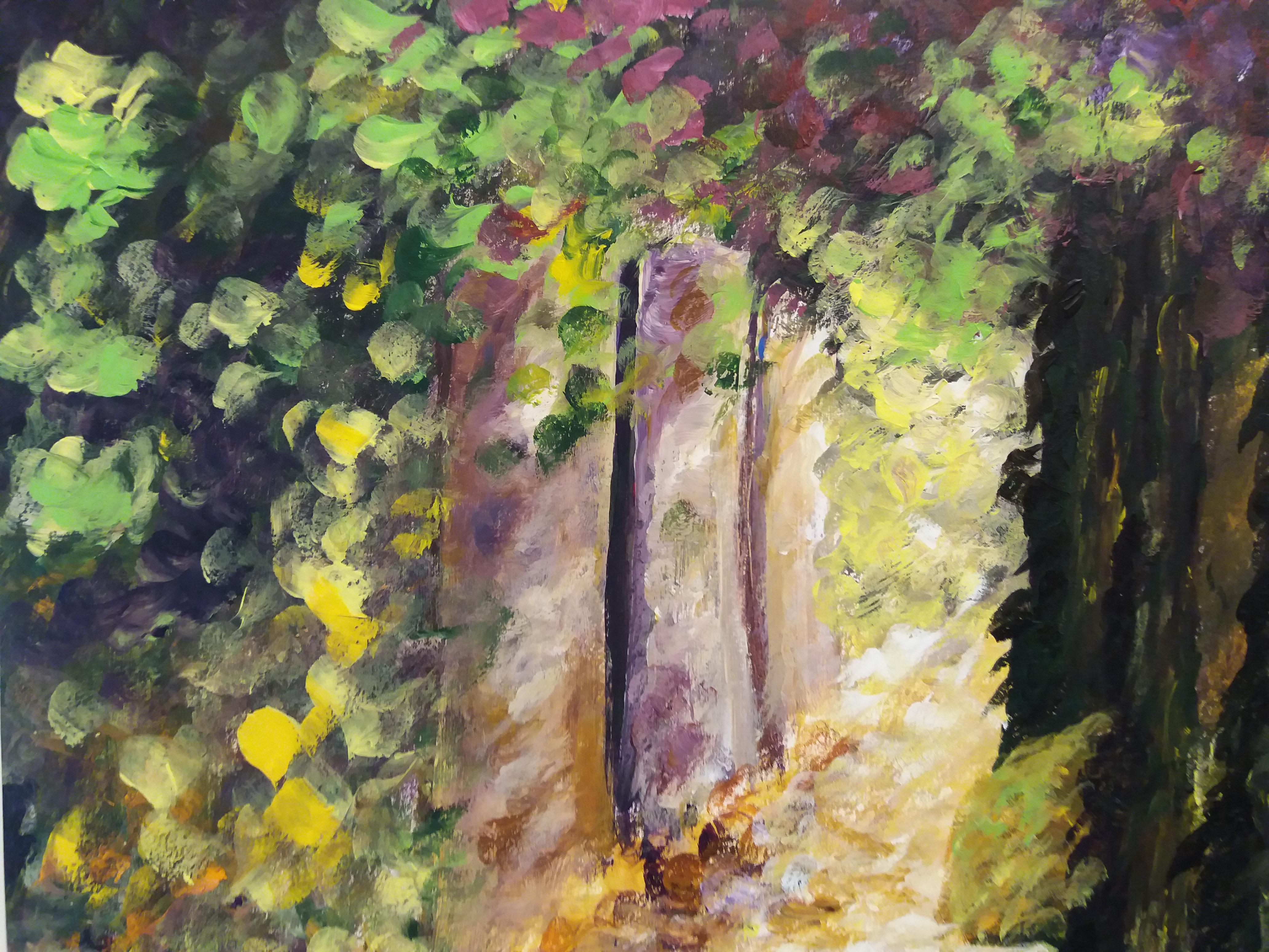 Llabres Vidal  Garten  Originales expressionistisches Gemälde auf Aquarellpapier (Schwarz), Landscape Painting, von LLABRES VIDAL