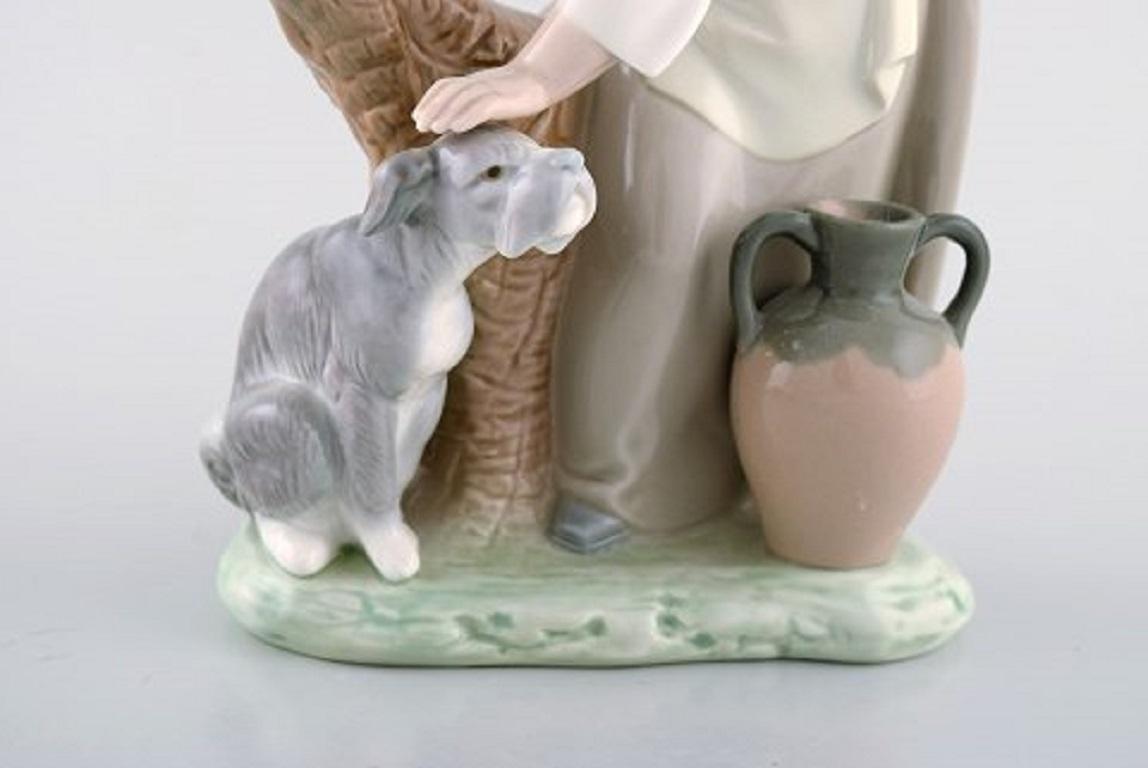 Spanish Lladro and Nao, Spain, Three Porcelain Figurines, Young Girls with Farm Animals