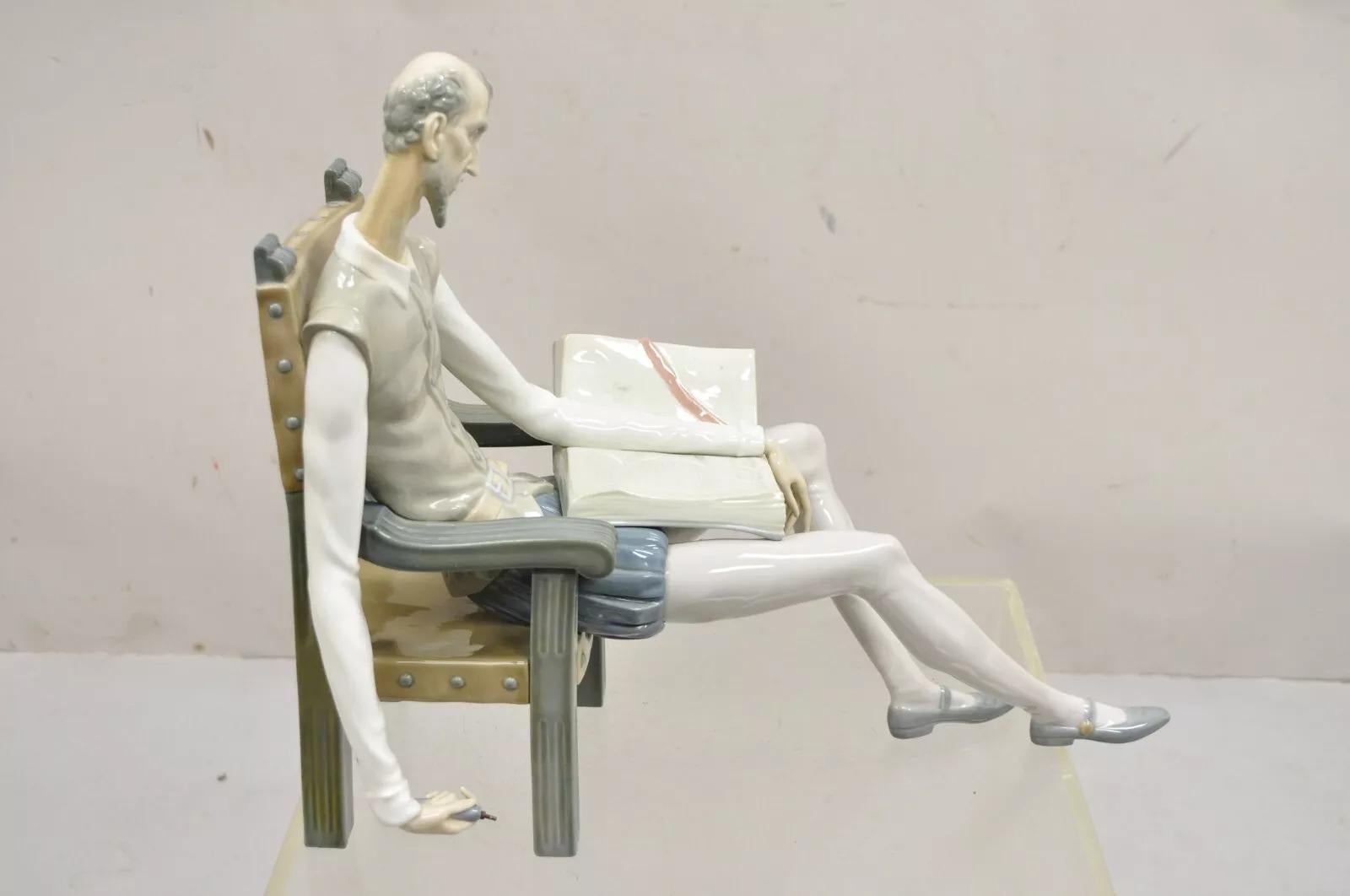 Lladro Don Quixote 1030 Glossy Porcelain Figurine Sculpture Seated With Book 1