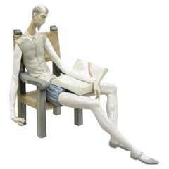 Lladro Don Quixote 1030 Glossy Porcelain Figurine Sculpture Seated With Book