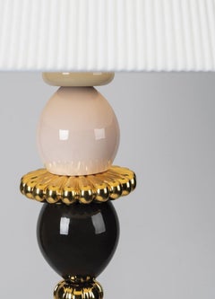 Lladró Firefly Floor Lamp in Pink and Golden Lustre