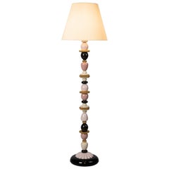 Lladro Firefly Floor Lamp in Pink and Golden Lustre