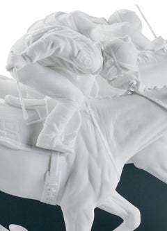 Figurita Lladró Carrera de caballos en blanco de Ernest Massuet. Edición limitada.