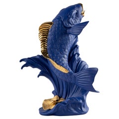 Lladró Koi Sculpture, Blue-Gold, Limited Edition