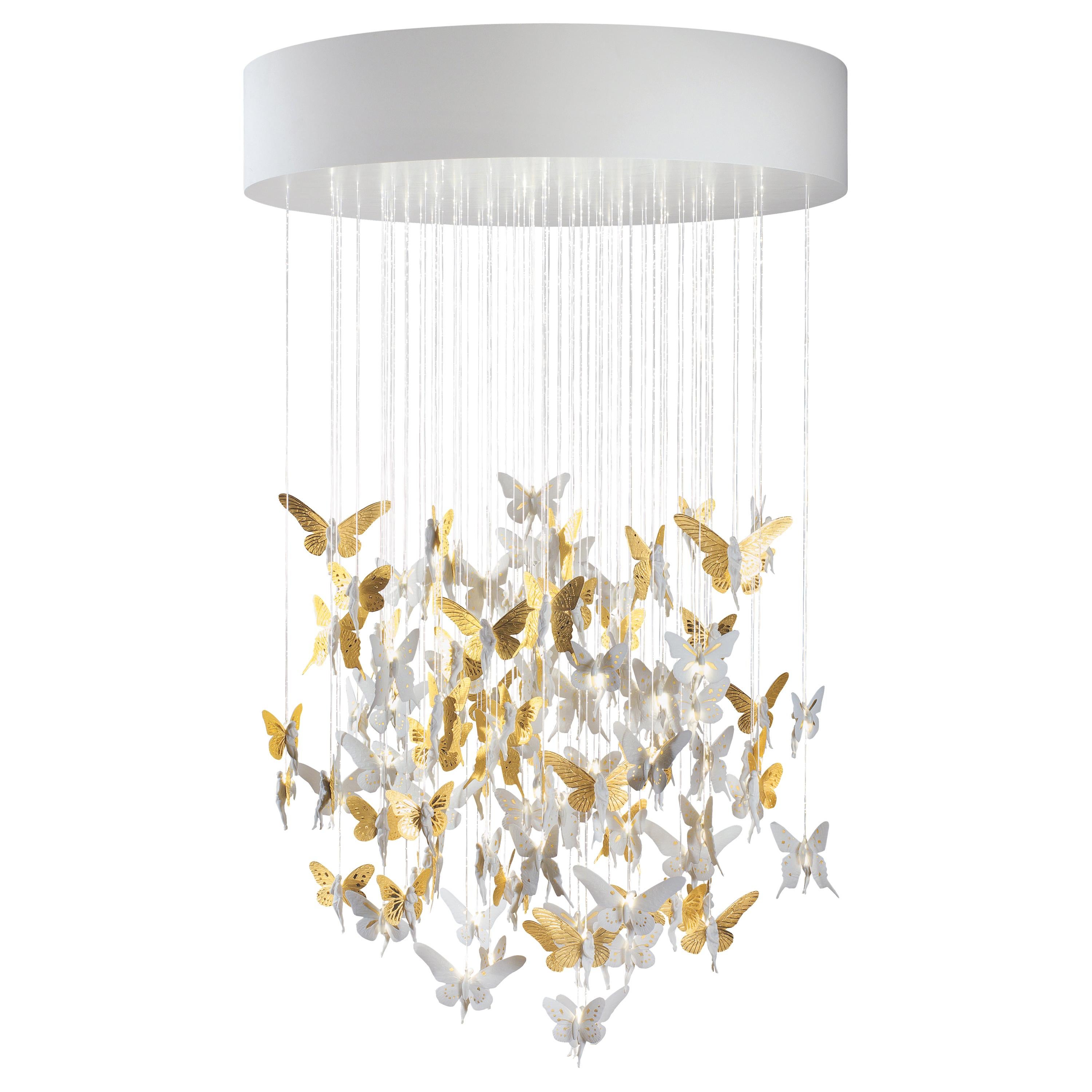 For Sale: Gold (Gold Lustre) Lladro Niagara 1.10m Chandelier by Bodo Sperlein