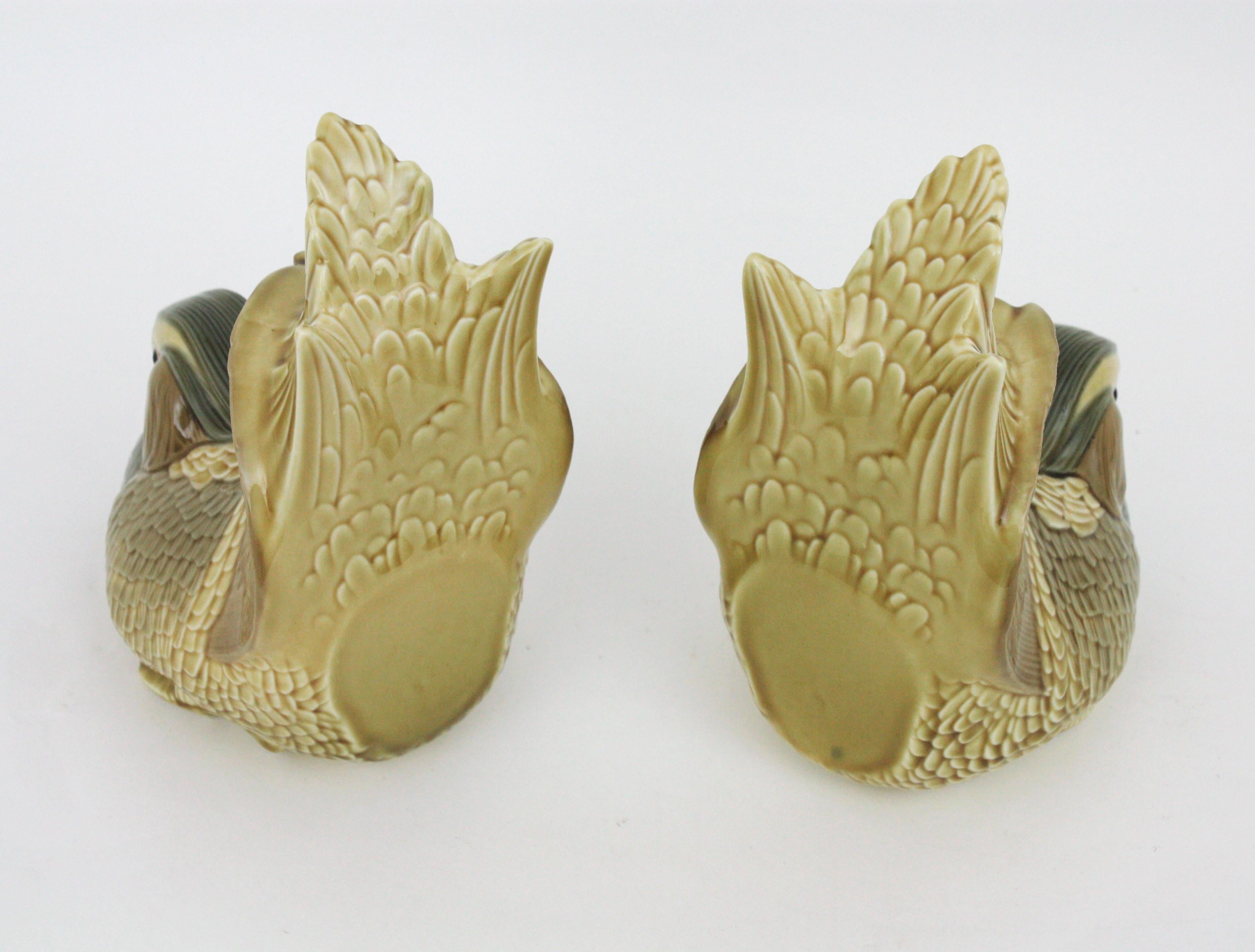 Lladro Porcelain Mandarin Duck Book Ends, Spain, 1970s 3