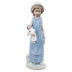 Retro Lladro Porcelain Figurine "Girl with a Doll", Spain
