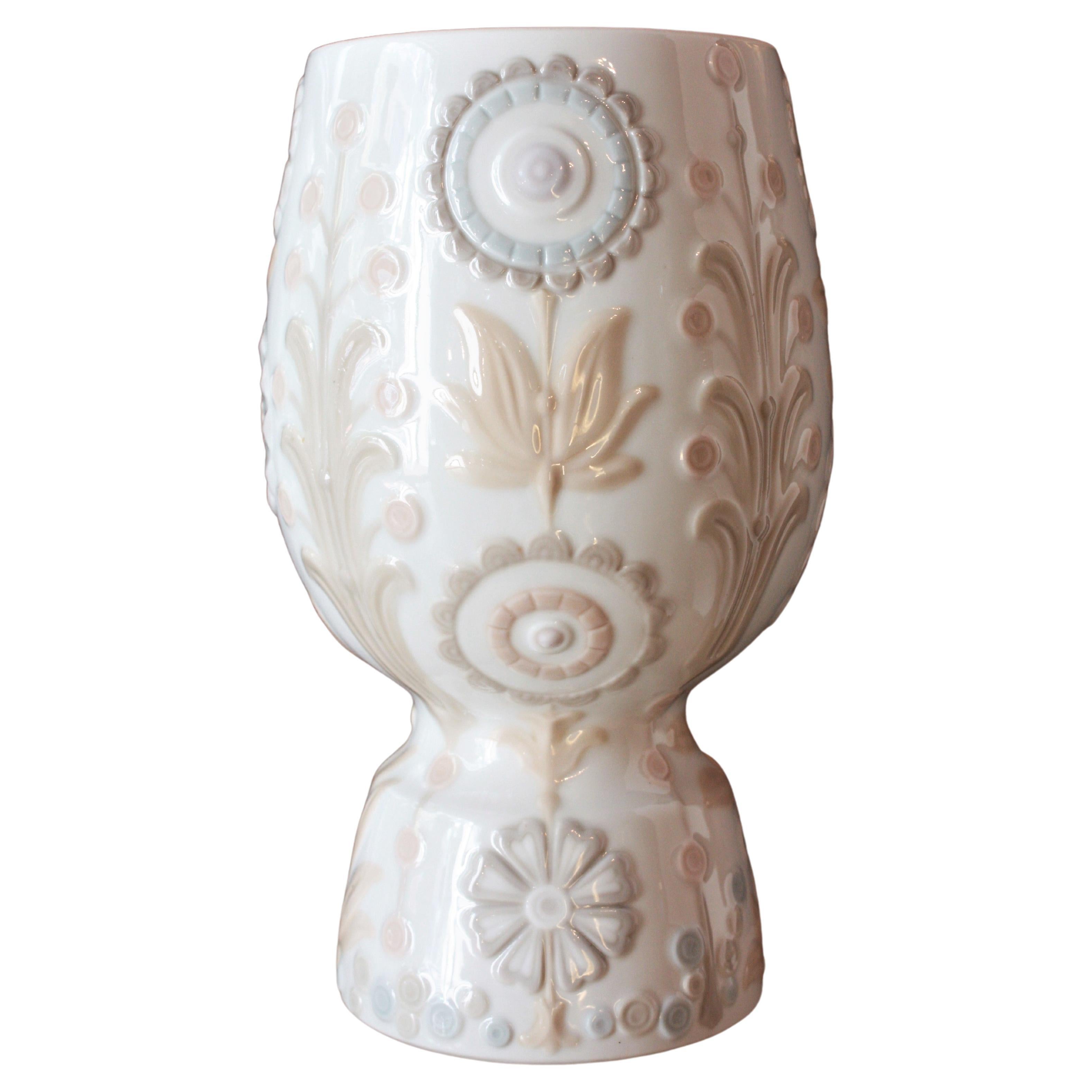Lladro Porcelain Floral Vase, 1970s 