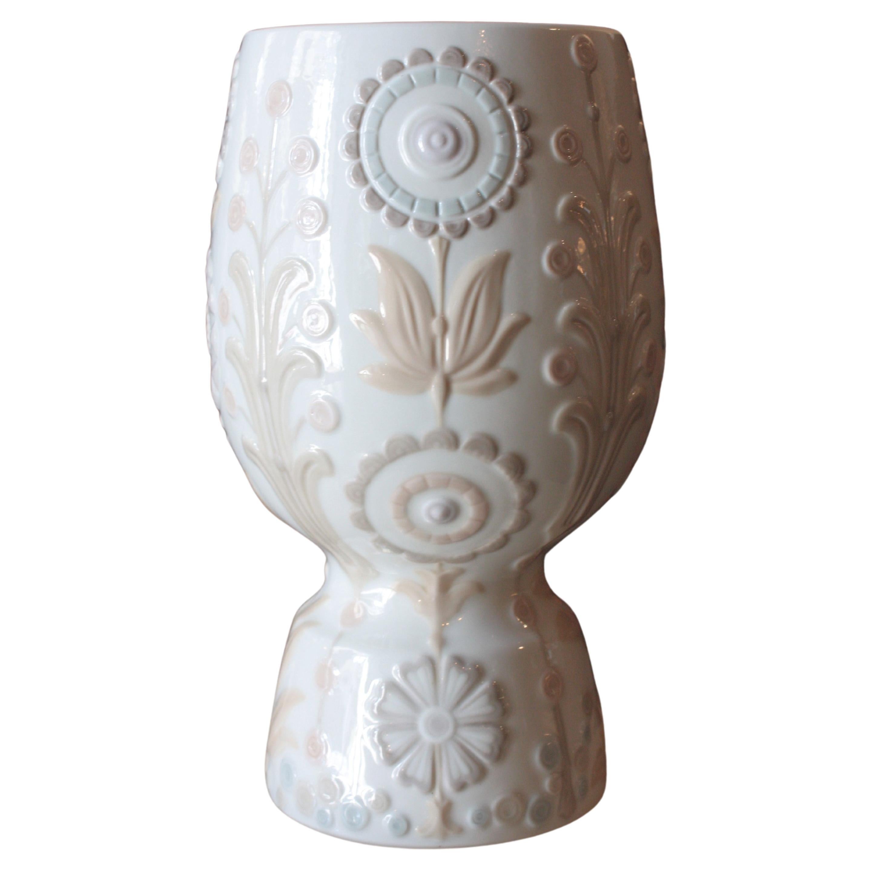 Lladro Porcelain Floral Vase, 1970s For Sale
