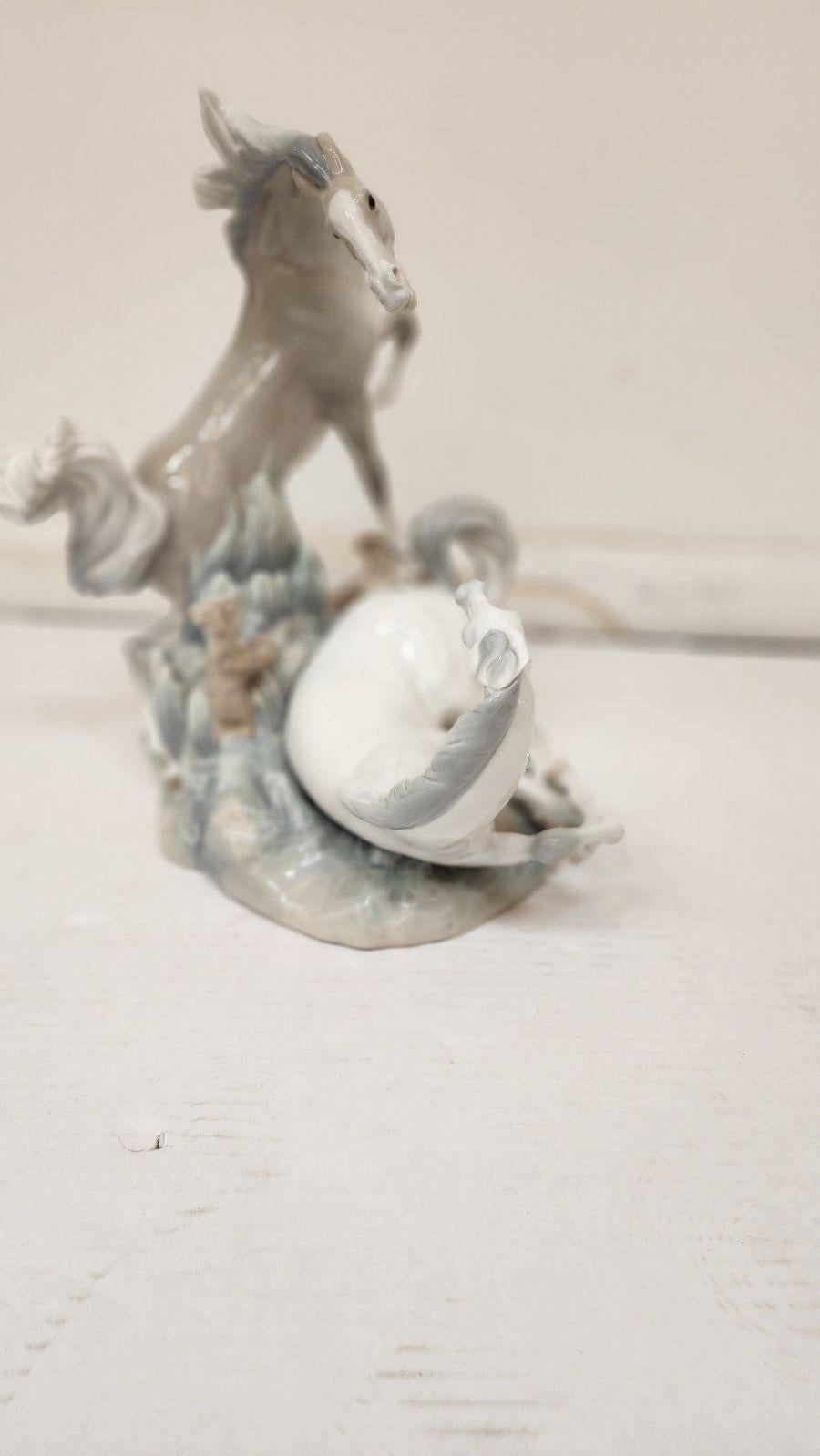 Lladro Porcelain Horse Grouping Sculpture. 