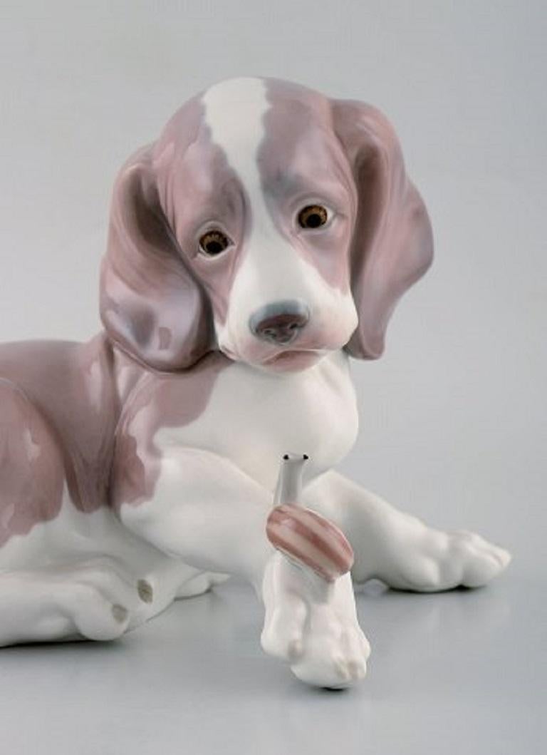 Lladro, Spagna. Figura in porcellana smaltata. Cucciolo e lumaca, anni '80.
Misure: 20 x 15,5 cm.
In ottime condizioni.
Timbrato.