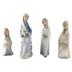 Lladro, Spain, Four Porcelain Figurines, Girls, 1970s-1980s