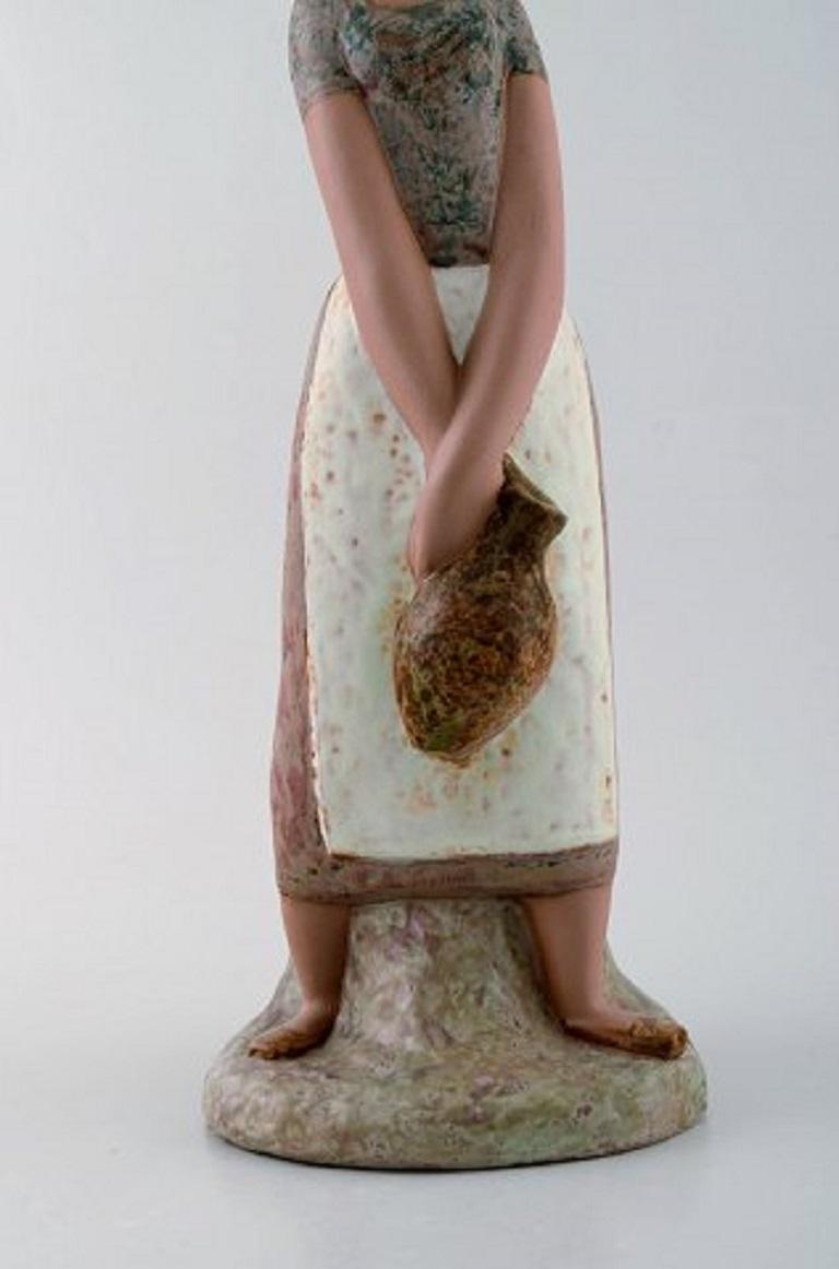 Spanish Lladro, Spain, Large Figure in Glazed Ceramics, Woman Carrying Water For Sale