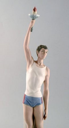 Lladro, Spain, Large Rare Figure in Glazed Porcelain, Athlete, 1984-1988
