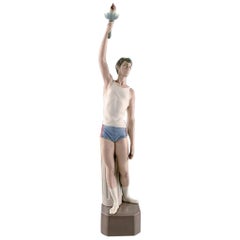 Vintage Lladro, Spain, Large Rare Figure in Glazed Porcelain, Athlete, 1984-1988